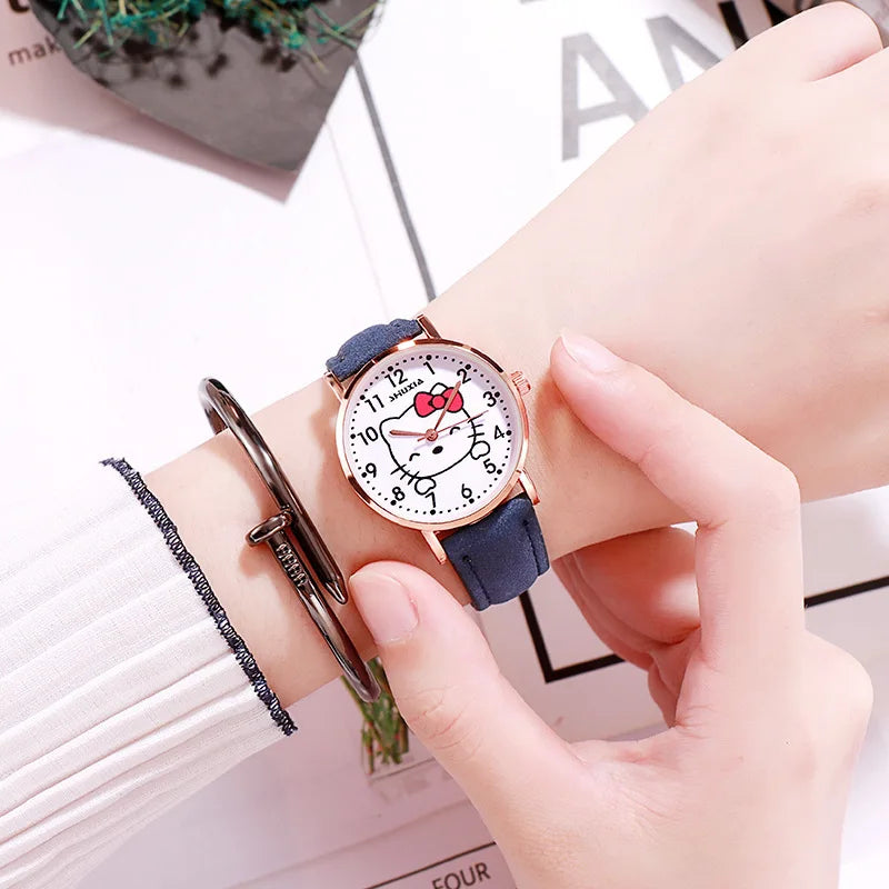 Hello Kitty Watch Minimalist, Cute Little Red Cat Student Watch in the Instagram Style Fresh and Chic Quartz Wristwatch Qme 4