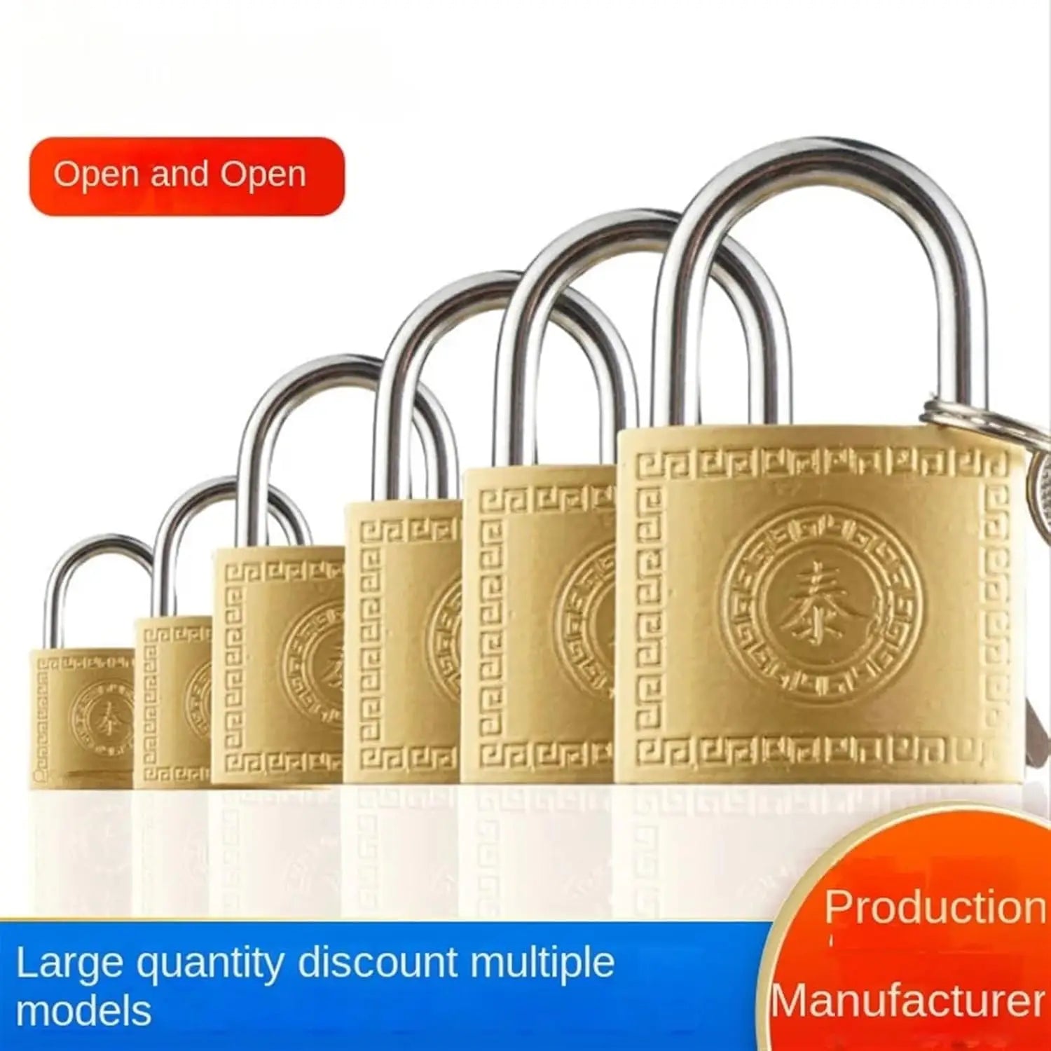 Vintage Brass Padlock, Heavy Duty Security Lock With 2 Keys, Anti-Rust, Multi-Size Options For Door, Cabinet, Luggage Qme