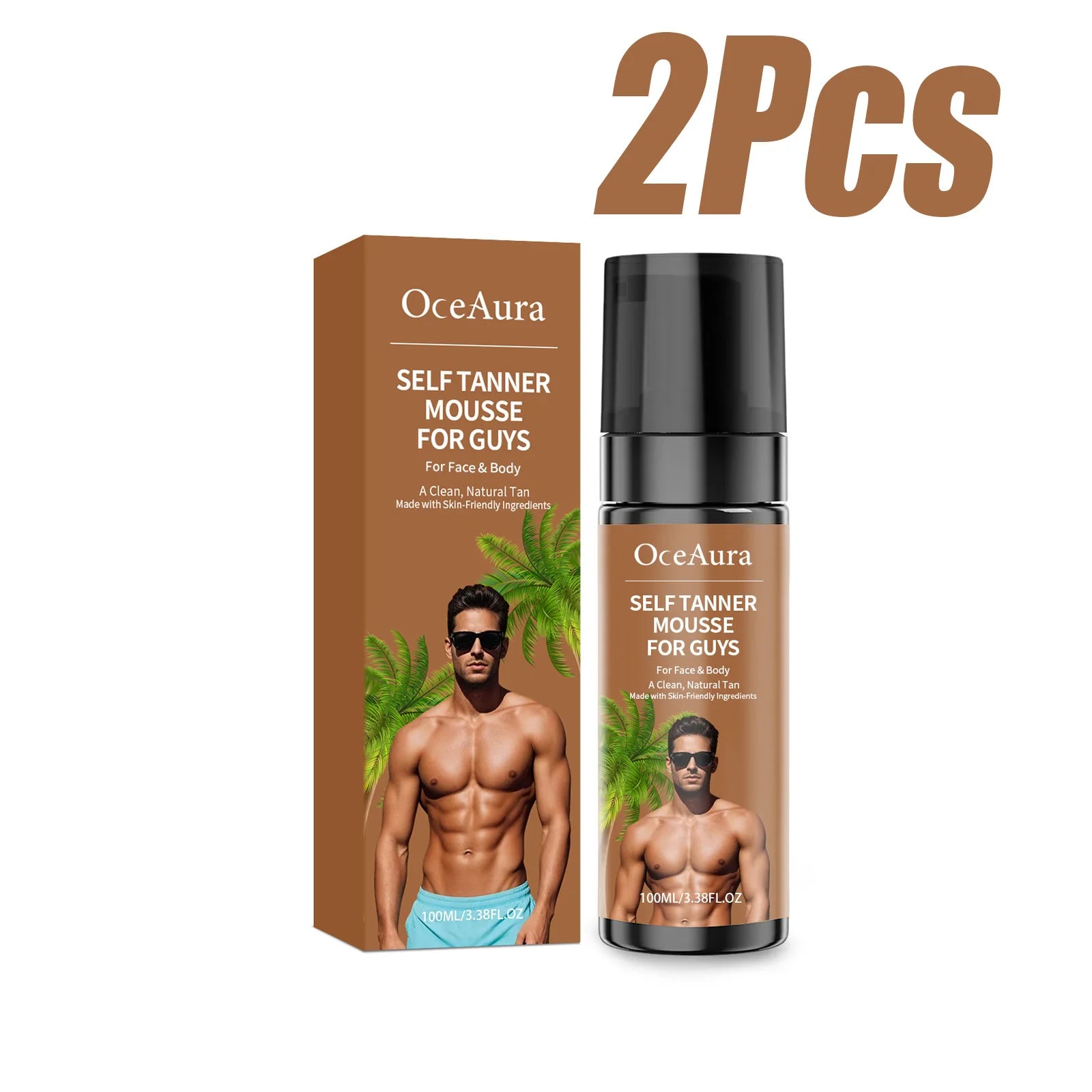 Self Tanner Mousse Natural Sunless Tanning Foam Streak-Free Quick-Drying Gradual Tan Hydrating Beautiful Tan Finish Body Care Qme 2 x 100ml Boxed