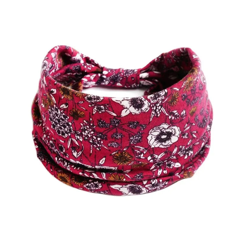 Bohemian Trendy Yoga Motion Hairpie Sweat-Absorbing Sweat Absorption And Elastic Cotton Head Ladies Headwear Hair Accessories Qme Red