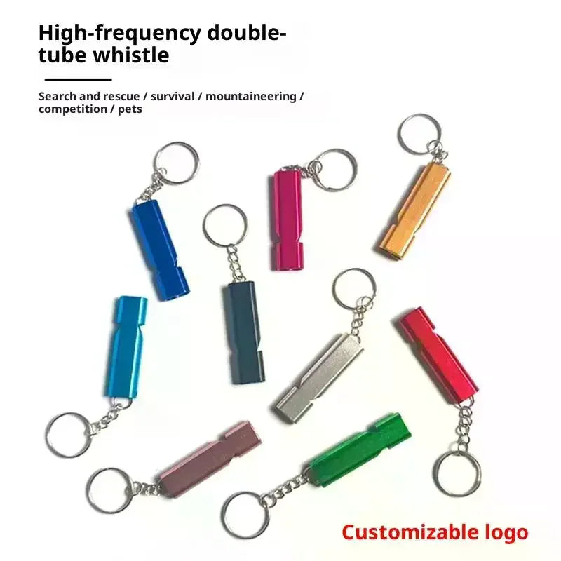 Dual Frequency Survival Whistle Flat Metal Outdoor Hiking Climbing Qme
