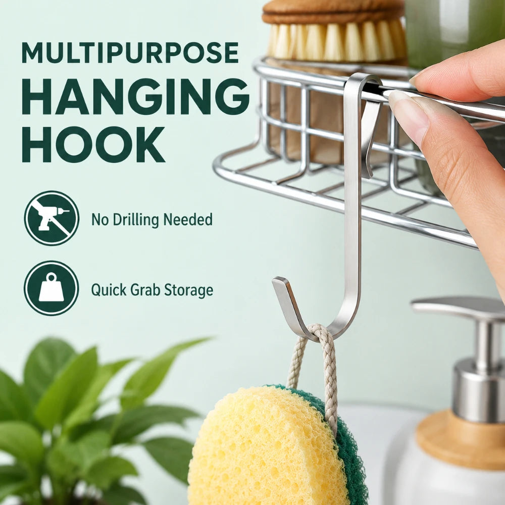 5/10/20Pcs Rustproof J Shaped Metal Clip Hooks Multi-scene Hanging Hooks For Wire Racks Sink Grate Kitchen Office Storage Use Qme