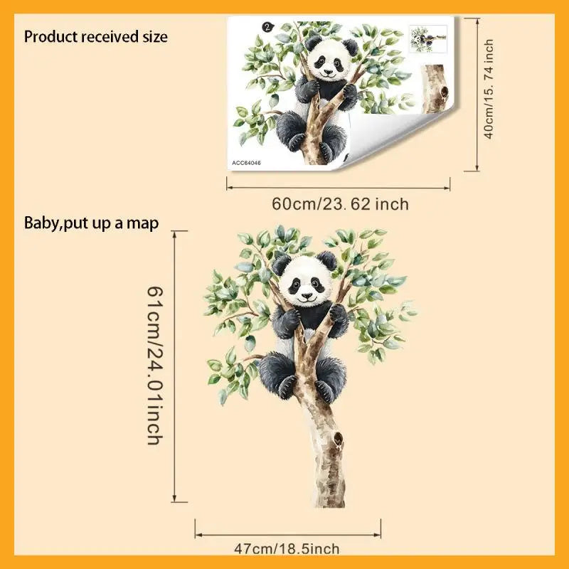PVC Home Decor Cartoon Cute Panda Tree Branch Wall Stickers Kids Room Qme
