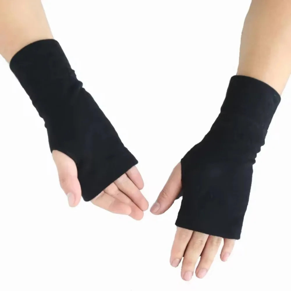 Women Short Fingerless Gloves Cosplay Mitten Unisex Oversleeve Arm Qme