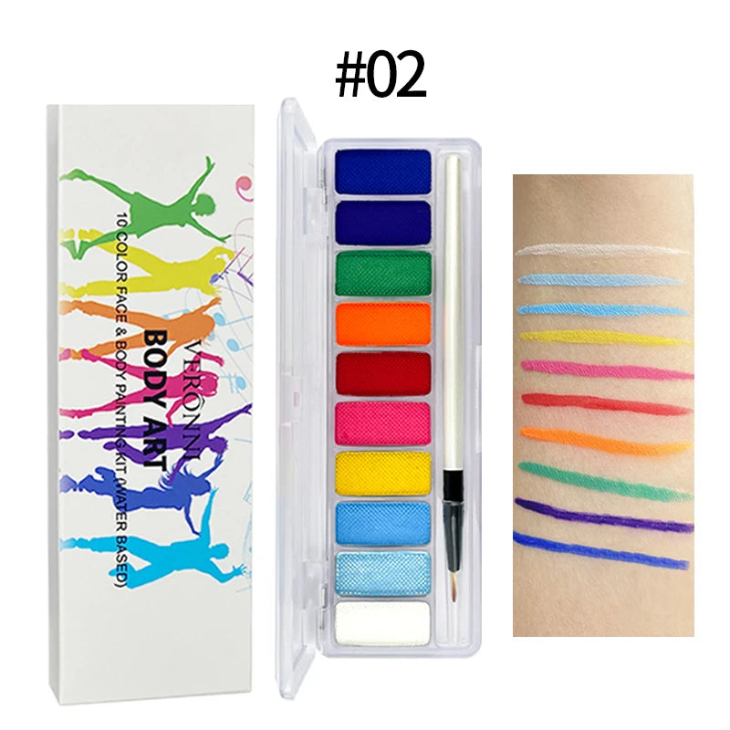 10-Color Fluorescent Body Paint Glow Dark Non-toxic Oily Formulation Qme 02