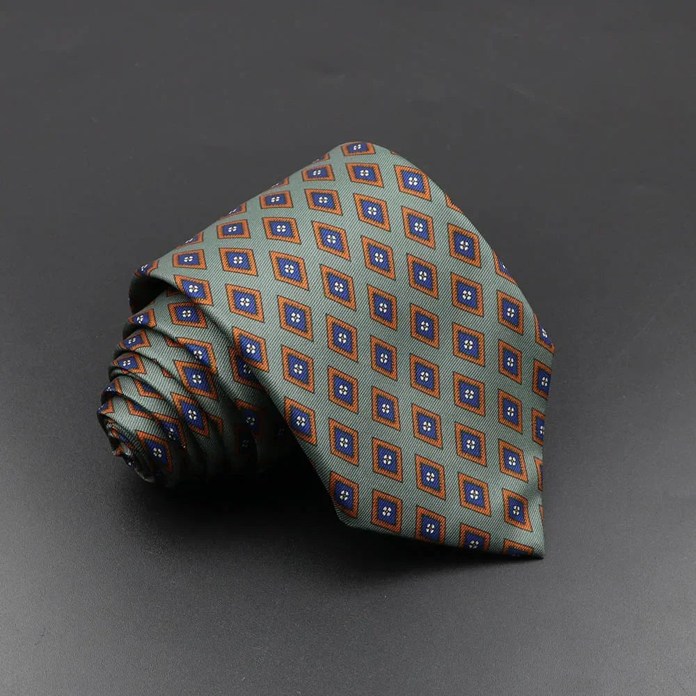 Men's Fashion Silk Tie Soft Novelty Necktie Blue Green Orange Ties