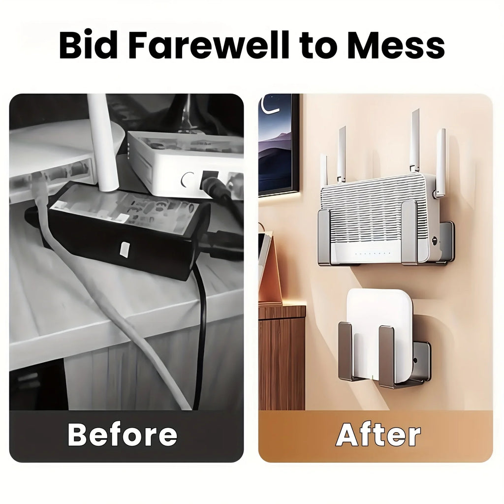 Stainless Steel Router Wall Mount Brackets, No Drill Holder for TV Box & Devices Qme