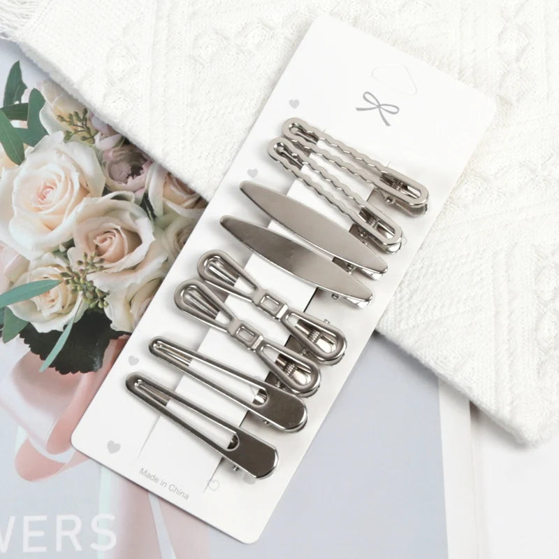 Sliver Metal Hair Clips Women Y2K Duckbill Hairpin Personality Qme A4-8pcs
