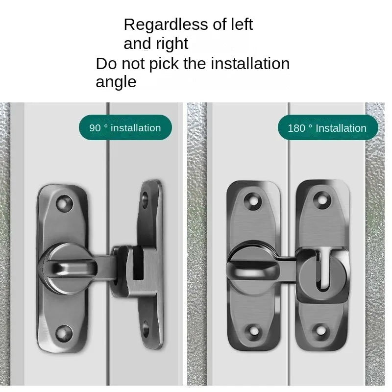 90 180 Degree Flip Door Lock Home Security Sliding Latch Small Gate Qme