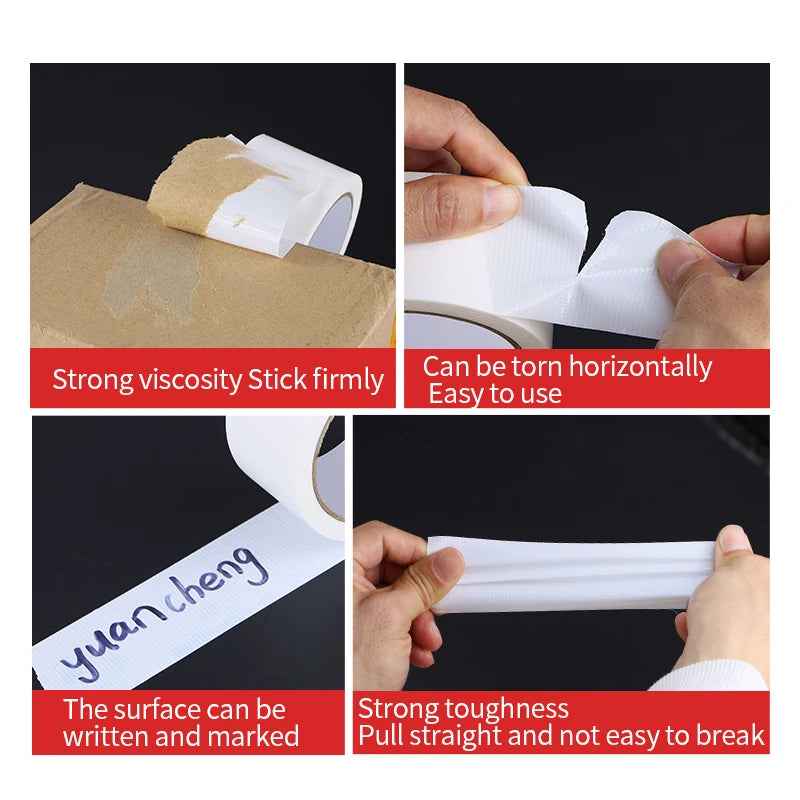 10M 20mm-60mm Adhesive Fabric Duct Tape Strong, Carpet Tape Waterproof, White Tape Decorative, 10 Meter Automotive Fabric Tape Qme