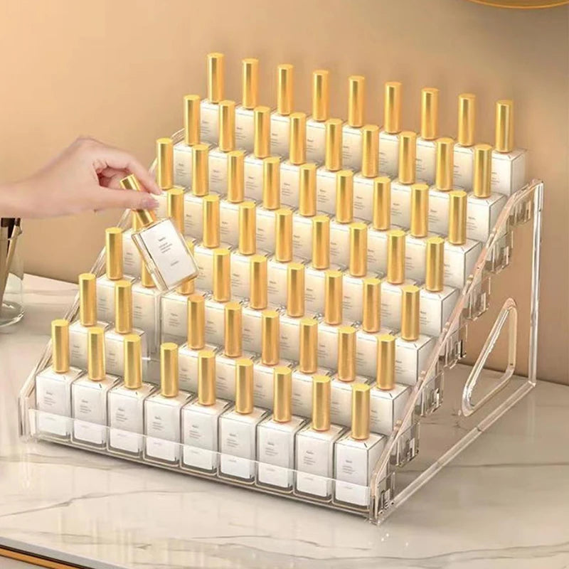 Multi-layer Clear Acrylic Nail Polish Display Stand Plastic Storage Qme