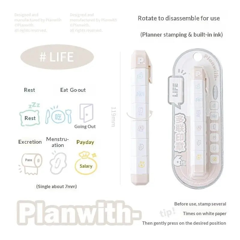 Cute Kawaii Multilink Mood Stamp Lightweight INS Decor Journal Qme A11
