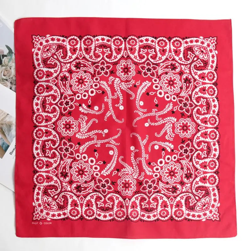 Hip Hop 100 Cotton Bandana Square Scarf Black Paisley Riding Headband Qme black One Size