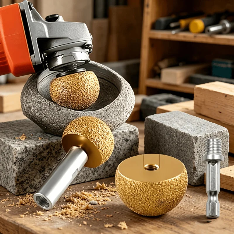 Diamond Brazed Round Grinding Head Abrasive Tool For Internal Arc Grinding Of Stones Engraving Tool Head Mushroom Head Qme