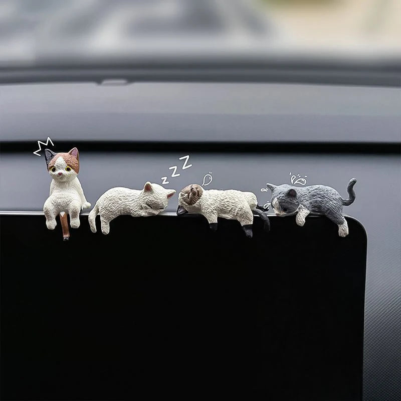 1 Car Decoration Sleeping Cat Doll Kitty Creative Auto Ornaments Toys Qme