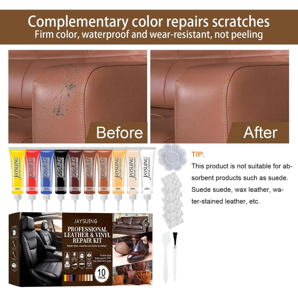 Car Leather Repair Gel Home Sofa Scratch Cracks Paint Care Shoes Complementary Color Refurbishing Auto Leather Restore Color Kit Qme