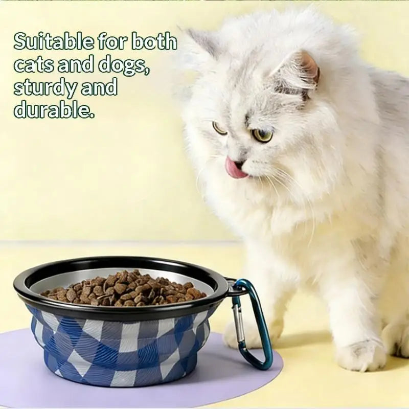 Folding Supplies Dishes Feeding Bowl Hook Pet Silicone Portable Qme