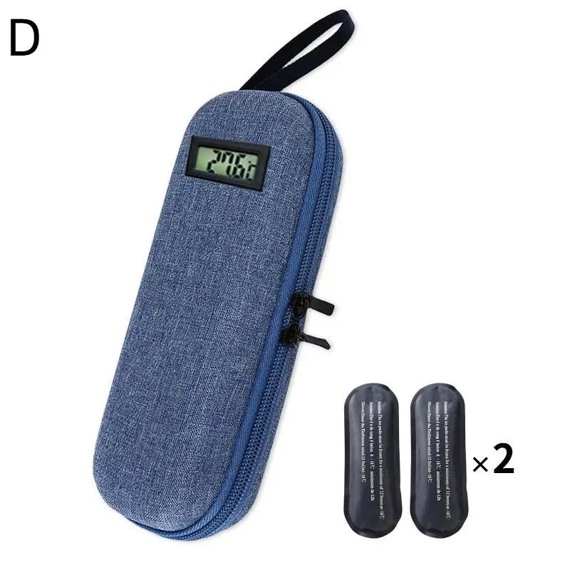 Insulin Cooler Travel Case Waterproof Cooling Bag Thermometer Display Qme Blue D