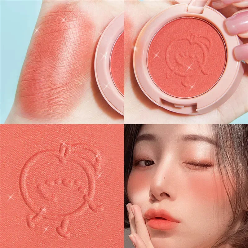 New 6 Colors Blush Makeup Palette Mineral Powder Red Rouge Lasting Natural Cream Cheek Tint Orange Peach Pink Blush Cosmetic Qme