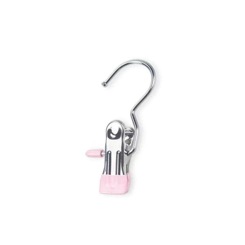 Stainless Steel Clothes Hangers With Clips Hanging Underwear Socks And Stockings 10pcs Qme Pink 10pcs