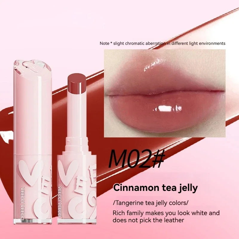 Long lasting Makeup Water Mirror Lip Non Sticky Long Lasting Natural Shine Glaze Moisturizing Essence Solid Lip Honey Qme Cinnamon Tea Jelly