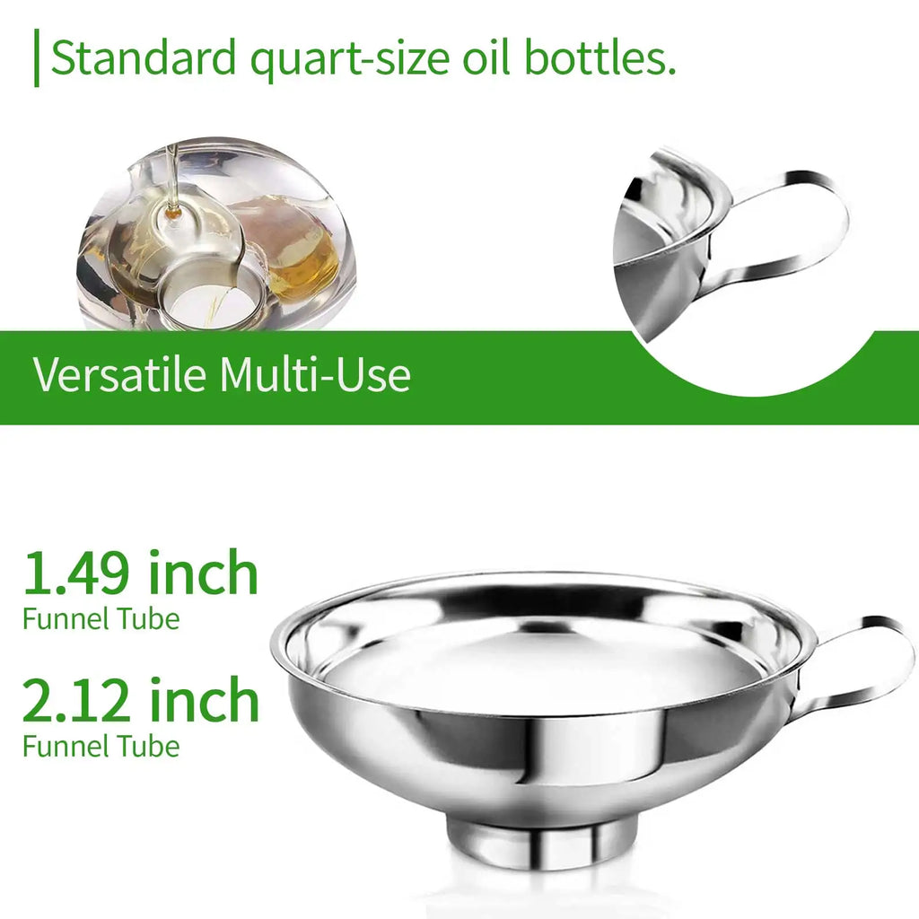 1.49" & 2.12" Funnel Tube Mason Jar Funnel with Handle Stainless Steel Canning Funnel Regular and Wide Mouth Jars Qme