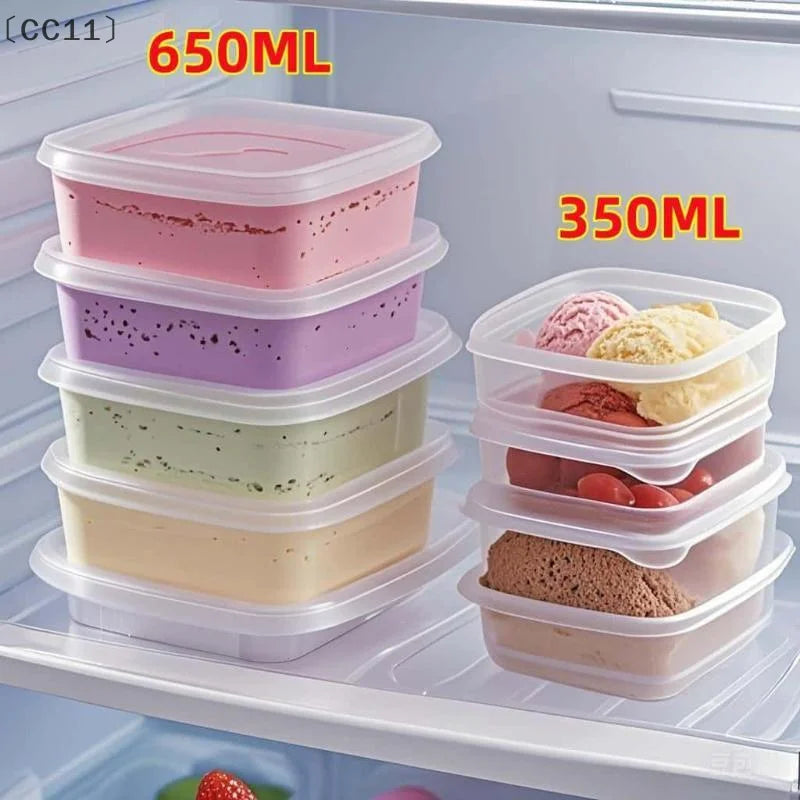 CC11350 Ice Cream Storage Tub Reusable Box Container Mold Lid Kitchen Qme