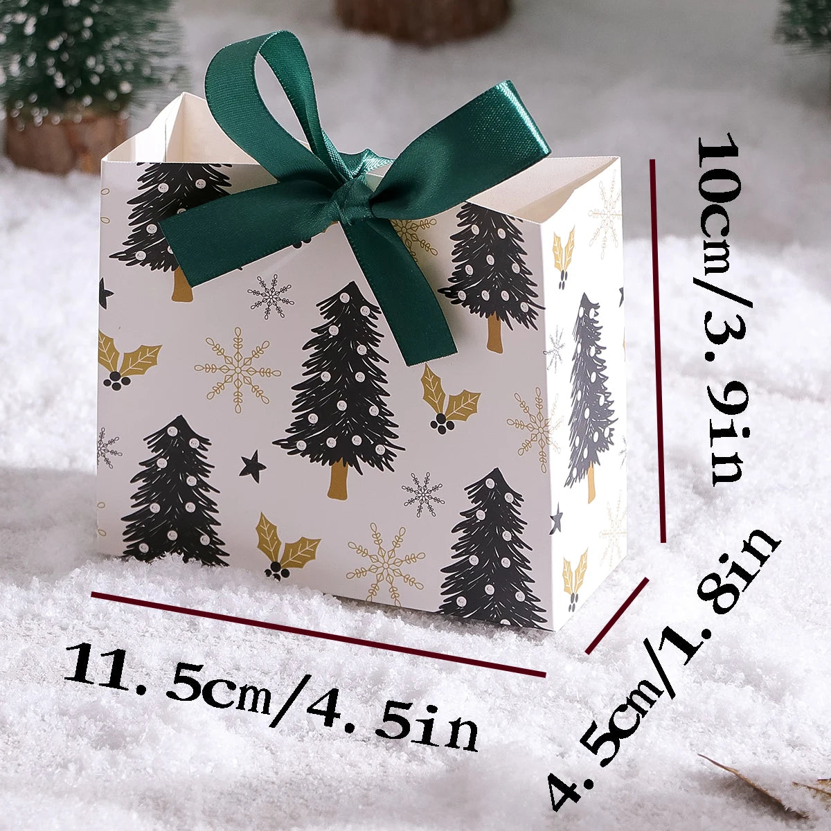 10-Pack Christmas Gift Boxes with Mini Holiday Gift Bags in Assorted Patterns for Candies, Chocolates and Small Gifts | Ideal Ch Qme