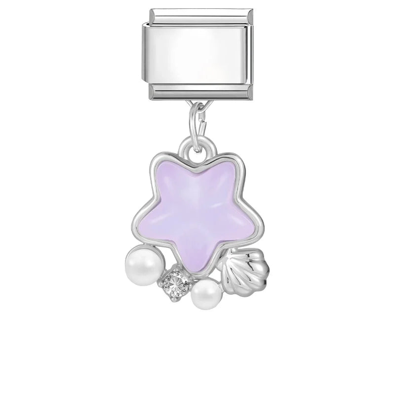 Shiny Colorful Zircon Pendant Series Red Cherry Bow Italian Charm