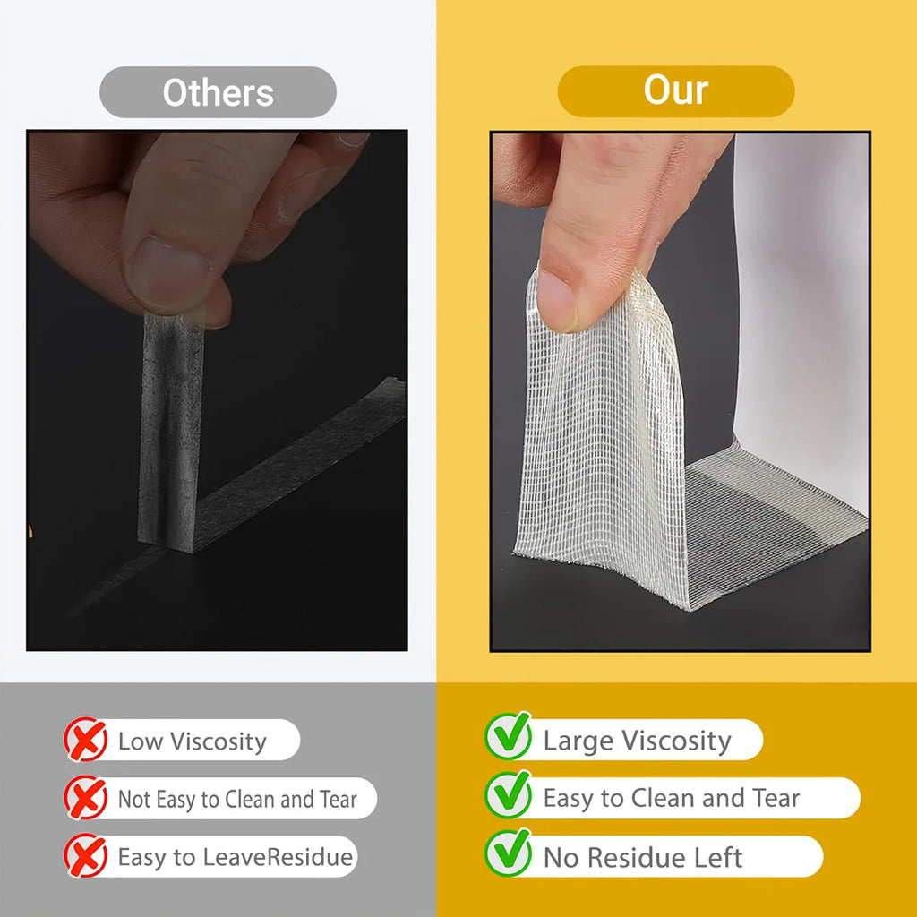 Super Thin Double-Sided Adhesive Tape Transparent Strong Fixation Waterproof Traceless Sticky Mesh for Carpet Grid Pattern Qme