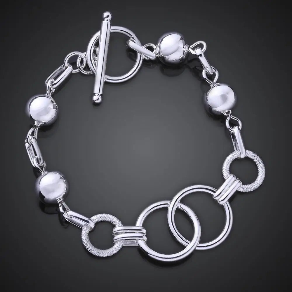 Hot New 925 Sterling Silver Bracelets Women Wild Creative Circle Beads Chain Fashion Lady Wedding Party Christmas Gifts Jewelry Qme