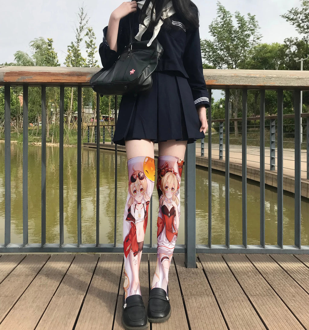Interesting Japanese Design Women's Stockings Genshin Series Thigh Qme