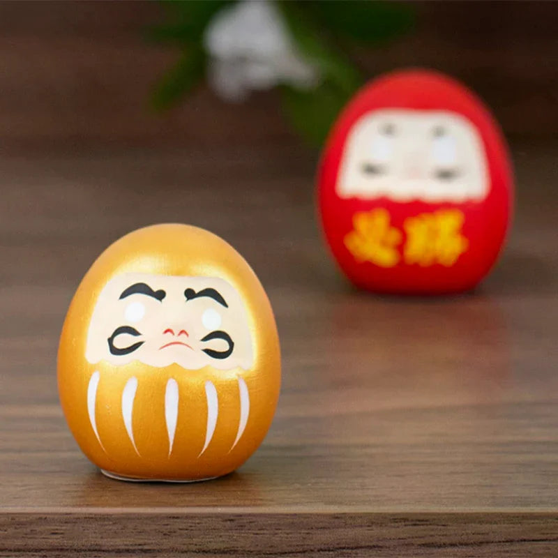 Japanese Ceramic Daruma Doll Crafts Inspired Wealth Prosperity Decor Lucky Charm Fortune Ornament Landscape Home Desk Decor Qme