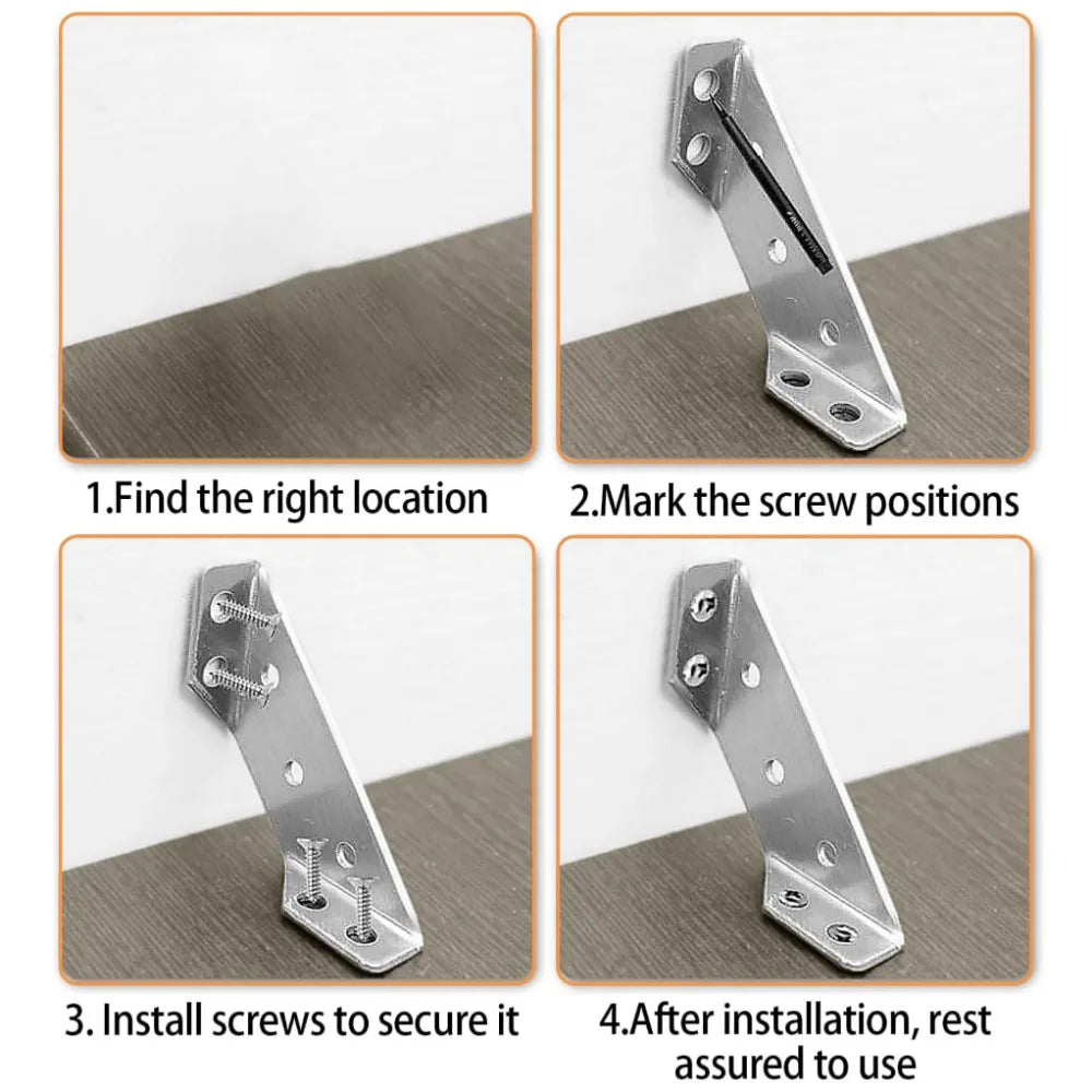 100Pc-12Pc Stainless Steel Angle Bracket Universal Furniture Right Angle Fixed Bracket Cabinet Trapezoidal Layer Board Connector Qme