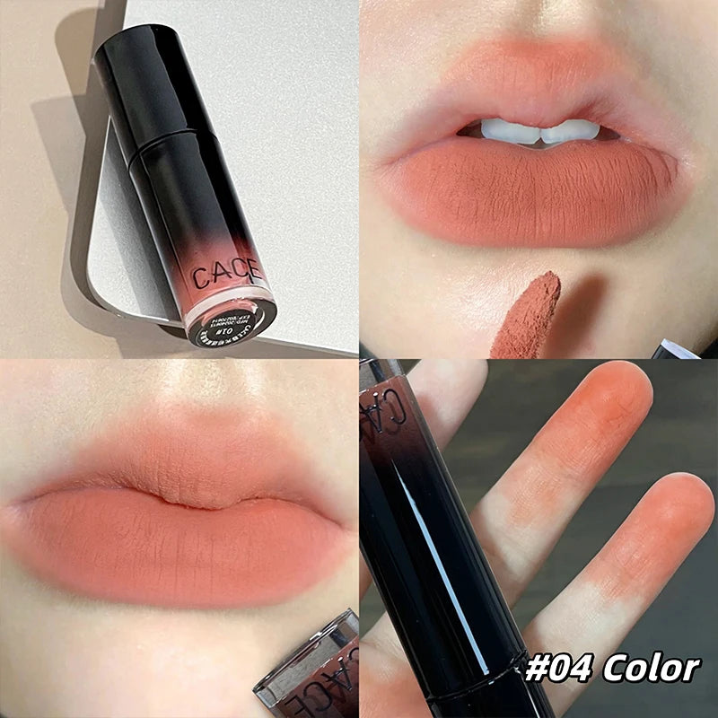 CACE Matte Liquid Lipstick Waterproof Lasting Velvet Nude Lip Mud Rose Red Lip Gloss Tint Korean Cosmetics For Women Lip Stain Qme 04