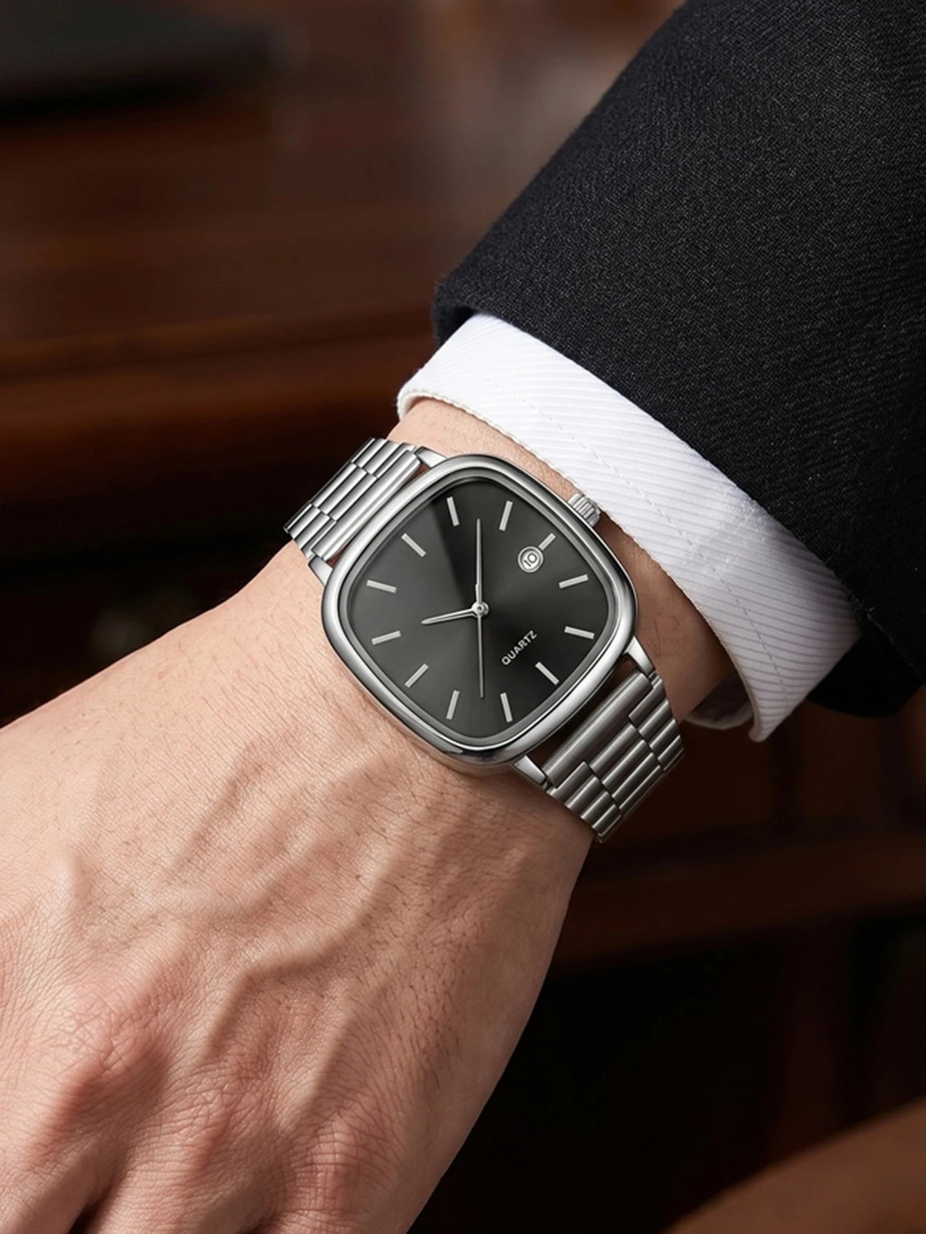 1PC Men's Male Quartz Wrist Watches Stainless Steel Minimalist Luxury Vintage Elegant Jewelry Y2K Party Dress Vacation Holiday F Qme