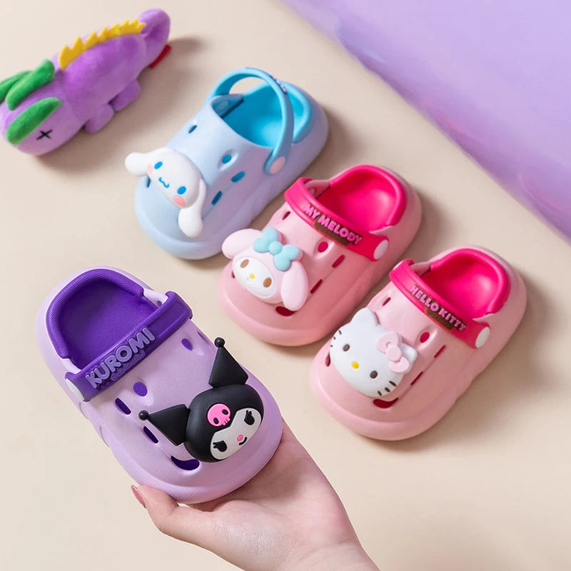 Hello Kitty Kuromi Cartoon Slippers Non-Slip House Slippers Two-Tone Slip-On Sandals House Slippers Qme