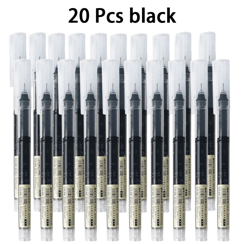20/30 Pcs Colors Direct Liquid Ink Rollerball Pen Neutral Pen Quick-Drying High-Capacity Needle-Tube Pen Use Back To School Qme 20 Pcs black