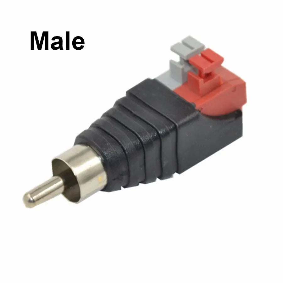 1Pair RCA Audio Plug Socket Pressed Female Male DC Power Plugs Jack Connector Adapter For Coaxial Signal Conversion Tuning Line Qme 20pcs Male