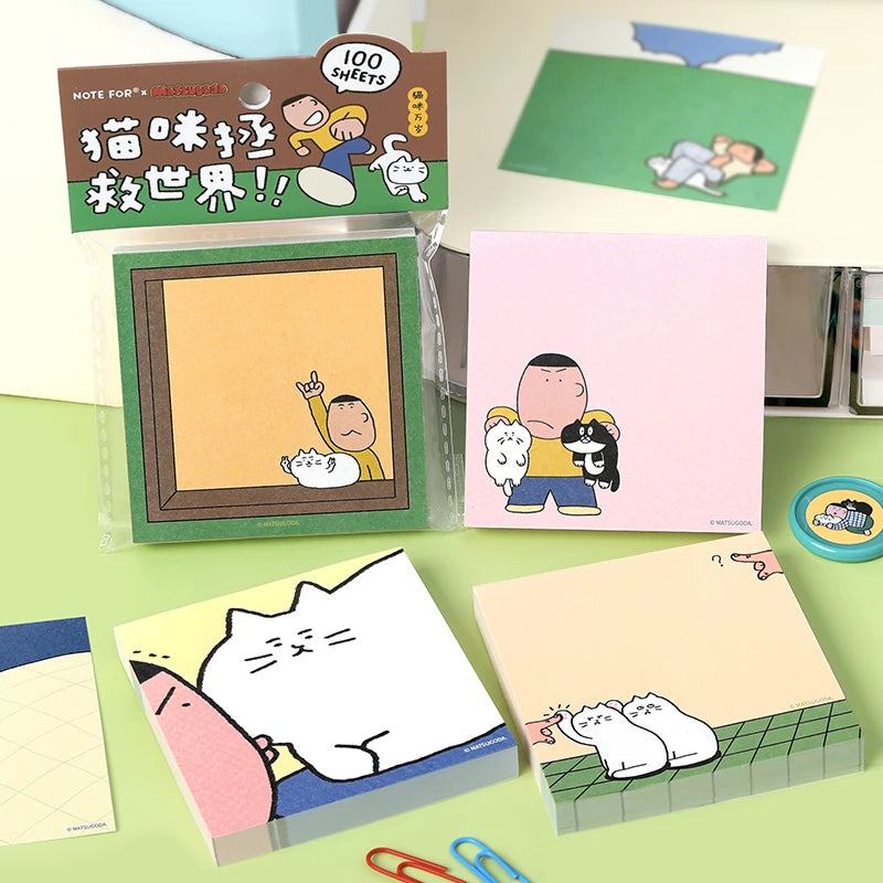 100 Pcs Kawaii to-do list memo pads cute cartoon character theme manuals decoration messages notes stationery Qme