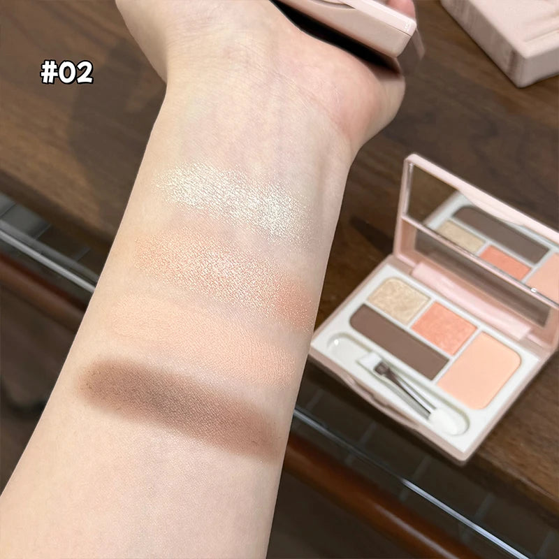 ART VALUE 4 Colors Eyeshadow Palette Glitter Pearlescent Matte Eye Shadow Shimmer Makeup Lasting Eye Makeup Contouring Highlight Qme
