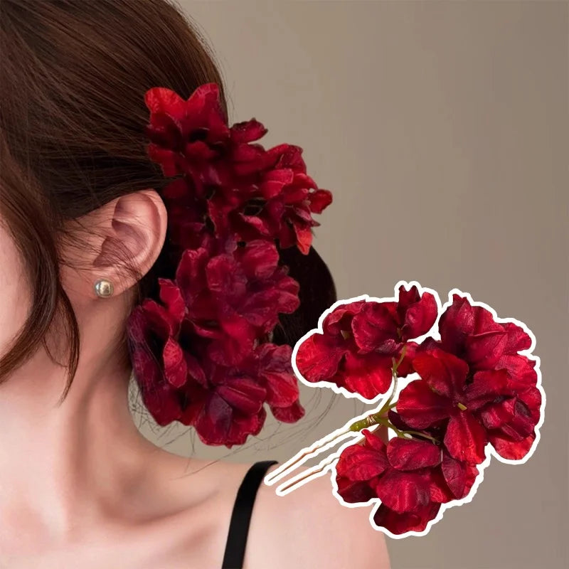 2026 Rose Flowers Hairpin For Girls Bohemian Hair Clips Bridal Barrette Beach Wedding artificial flower Holiday Hair Accessories Qme Style 1