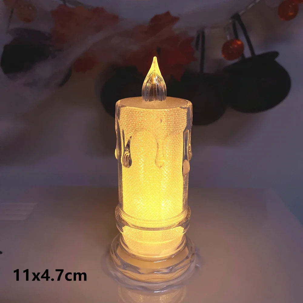 LED Crystal Candle Light Christmas Smokeless Romantic Birthday Candle Mini Transparent Electronic Candle Light Qme 11x4.7cm L