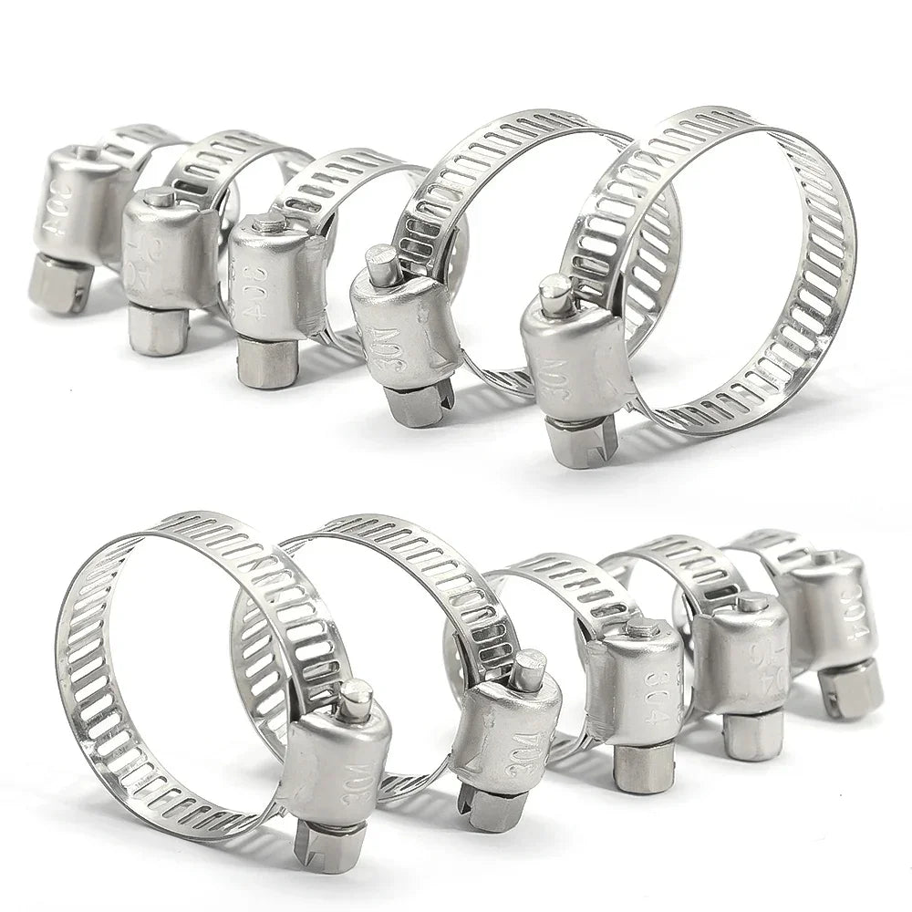 Stainless Steel Screw Band Hose Clamps Adjustable Car Fuel Tube Pipe Clamp Worm Gear Plier Tools Faucet Water Pipes Fasteners Qme