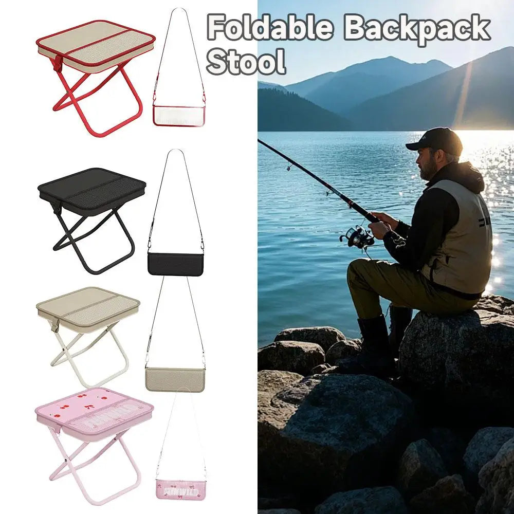 Foldable Backpack Stool Handbag Pocket Travel Fishing Hiking Outdoor Qme
