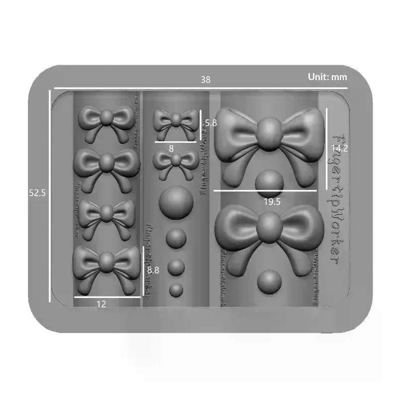 Nail Art Mold 3D Bow Silicone Flexible DIY Stamp Reusable Decoration Qme
