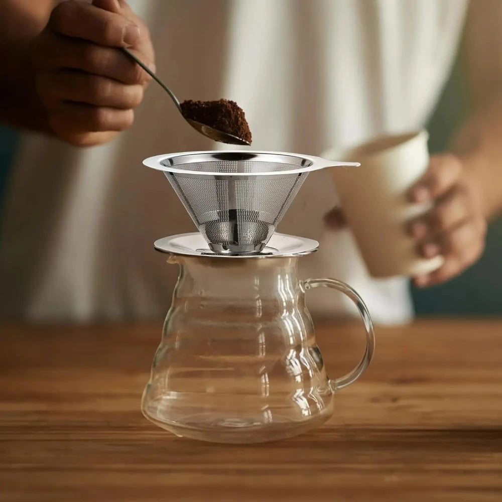 Food Grade 304 Stainless Steel Coffee Infuser Dual-Layer Filter Reusable Dripper Holder Rust Resistant Easy Clean Design Qme