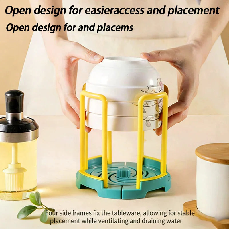 Portable Retractable Bowl Holder Drain Removable Cabinet Dishes Qme