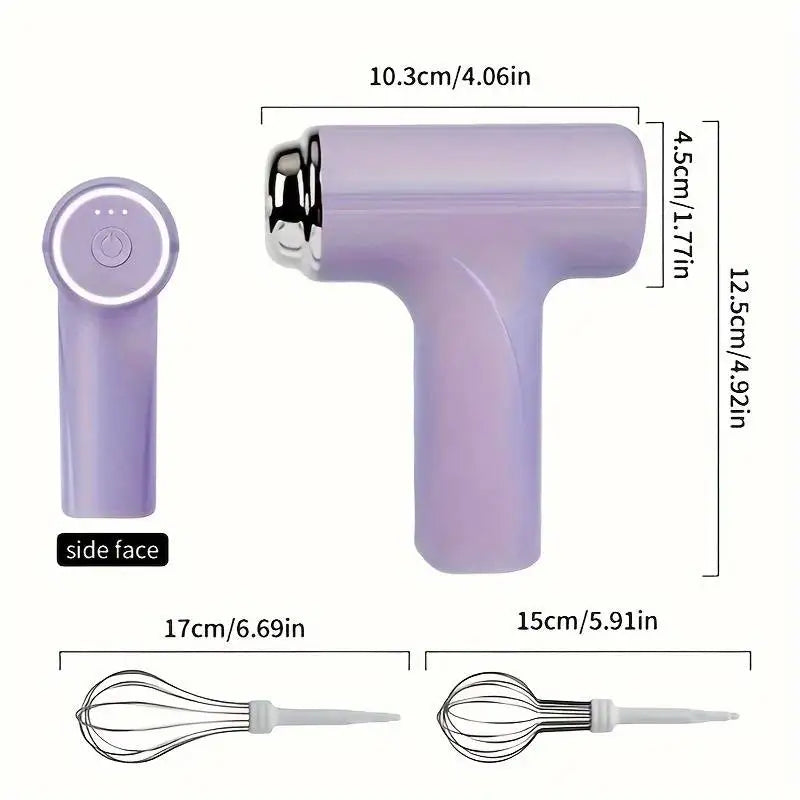 Electric Egg Beater Coffee Frother Milk Whisk MINI Food Blender Egg White Whipped USB Rechargeable Three Speeds Whisk Tools Qme