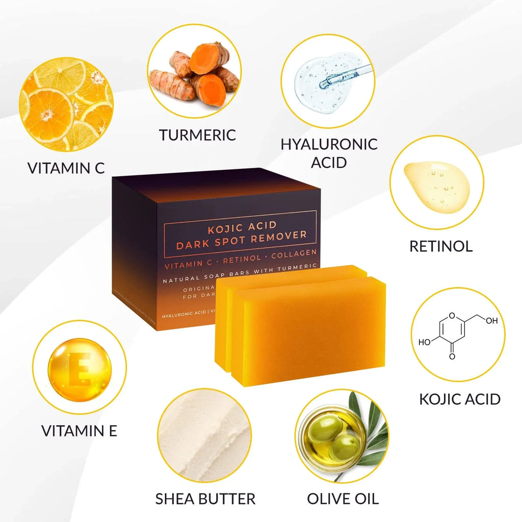 Kojic Acid Dark Spot Remover Whitening Soap Handmade Skin Care Deep Cleaning Moisturizing Cleansing Essential Soap Brighten Skin Qme